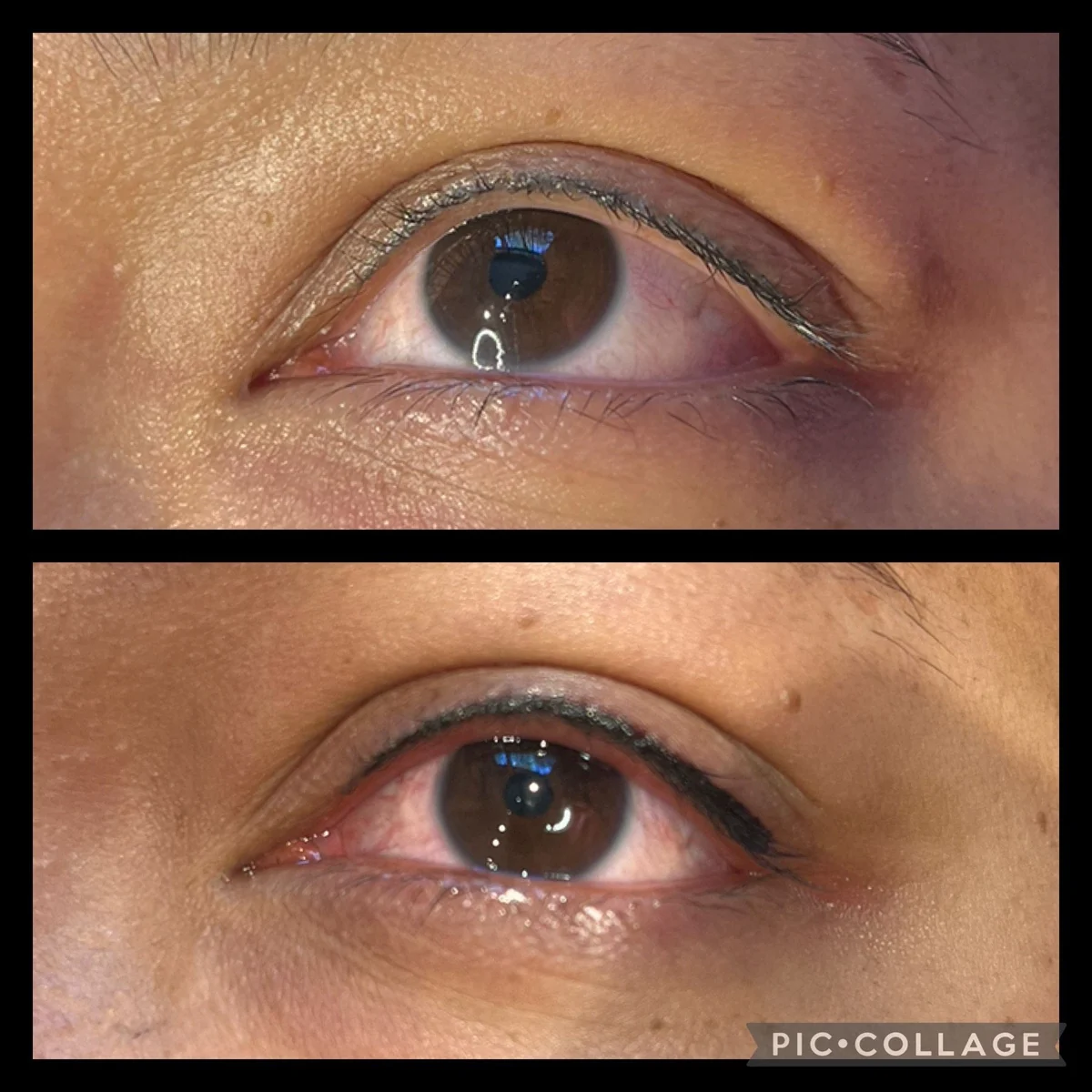 Eyeliner før og etter permanent makeup